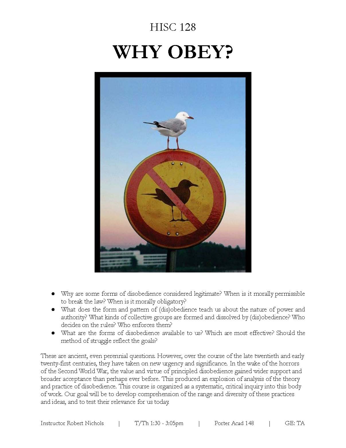 HISC 128: Why Obey?