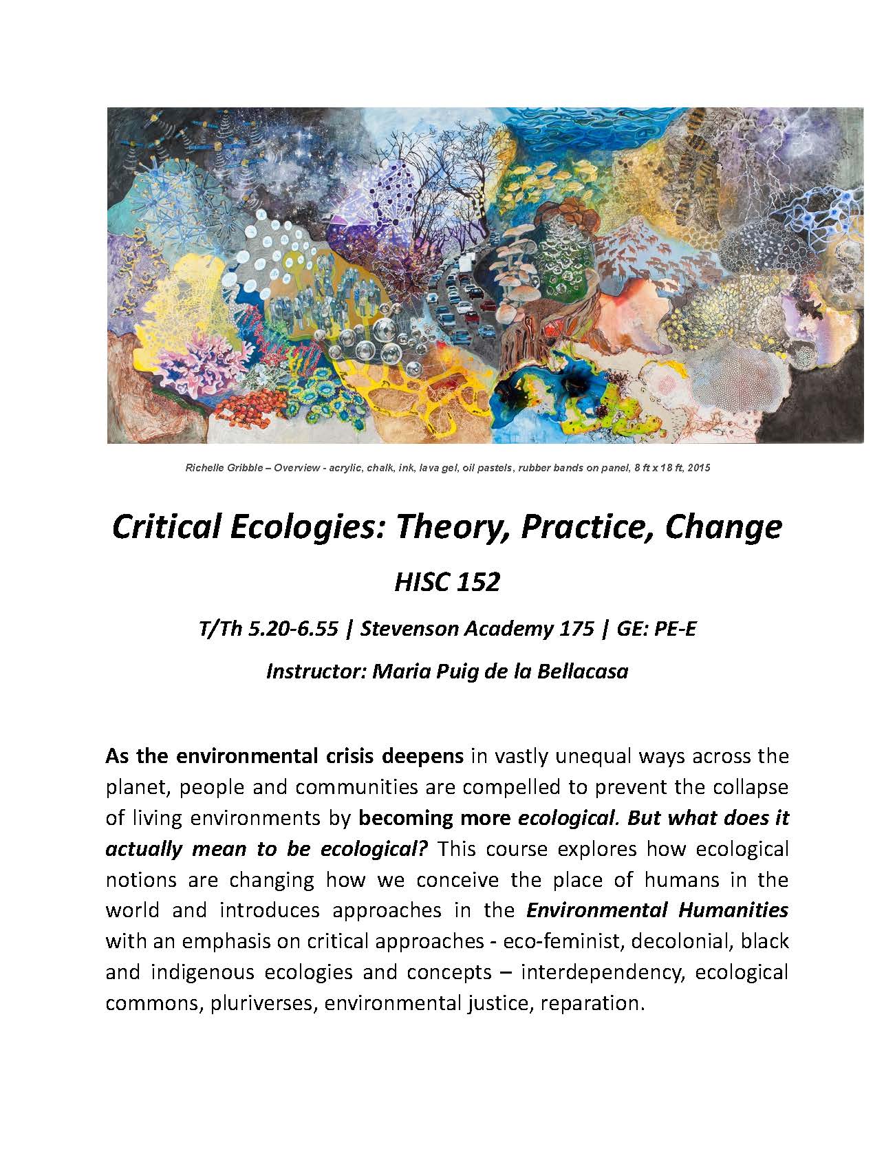 HISC 152: Critical Ecologies: Theory, Practice, Change